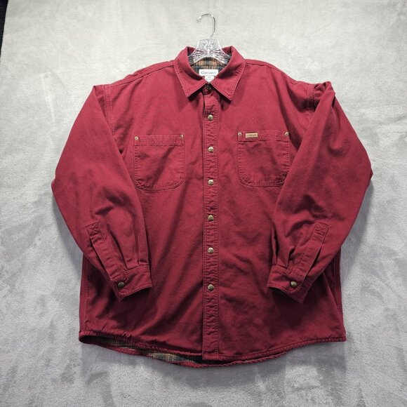 Carhartt Shirt Jacket Mens XL Shacket Snap Plaid-Lined Red Canvas S96DKR